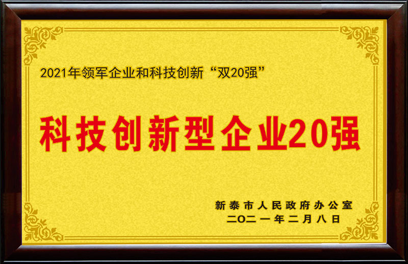 科技創(chuàng)新型企業(yè)20強(qiáng)